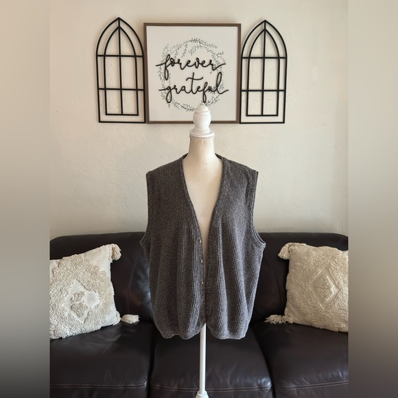 Eddie Bauer Gray 100% Cotton Button Up Vest Size XL Tall Classic Casual Retro - Picture 5 of 11